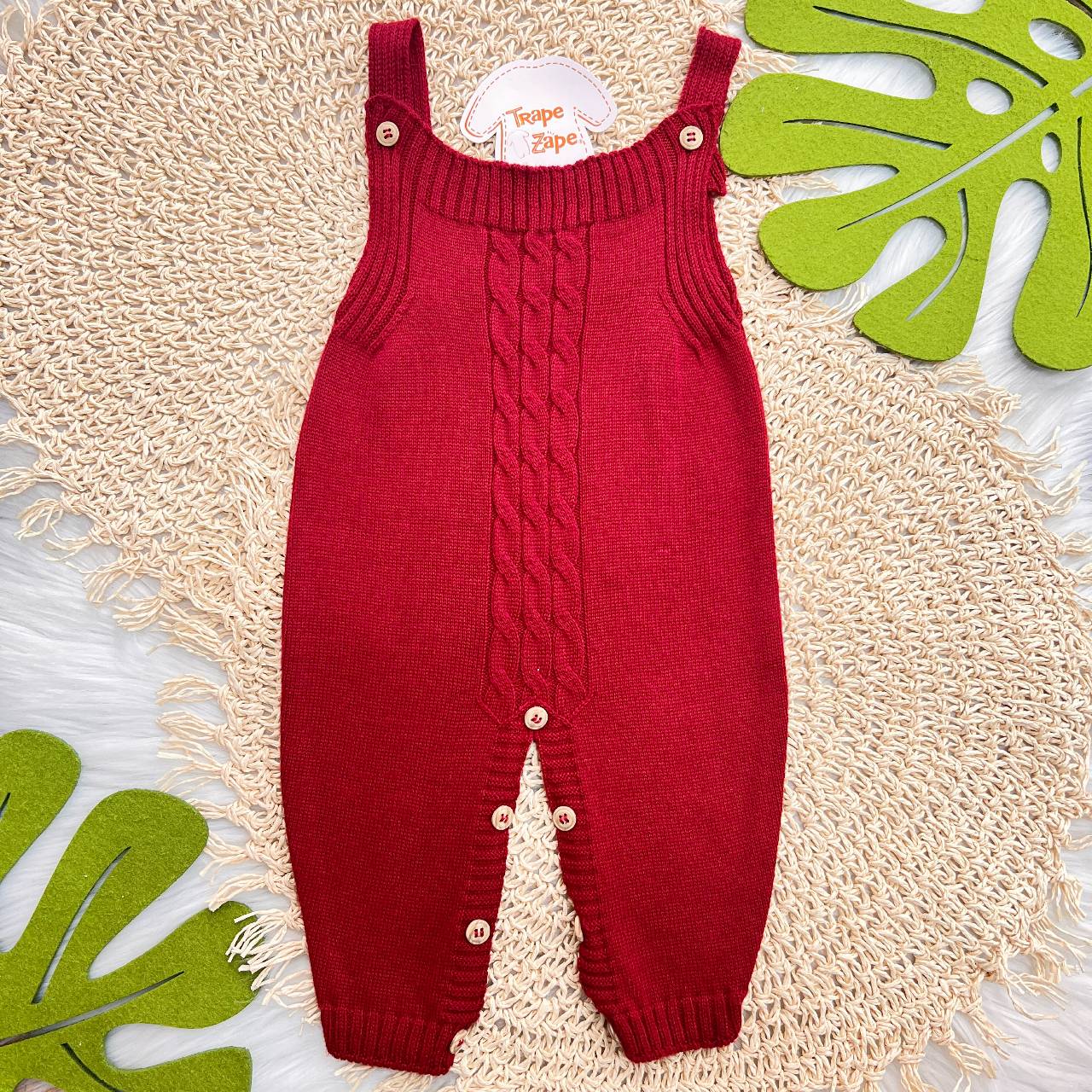 Jardineira de Linha Trança - Vermelho 